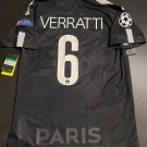 adult unisex Paris Saint-Germain Soccer Uniform 6 Marco Verratti Jersey Retro 17/18 Away Shirt Black