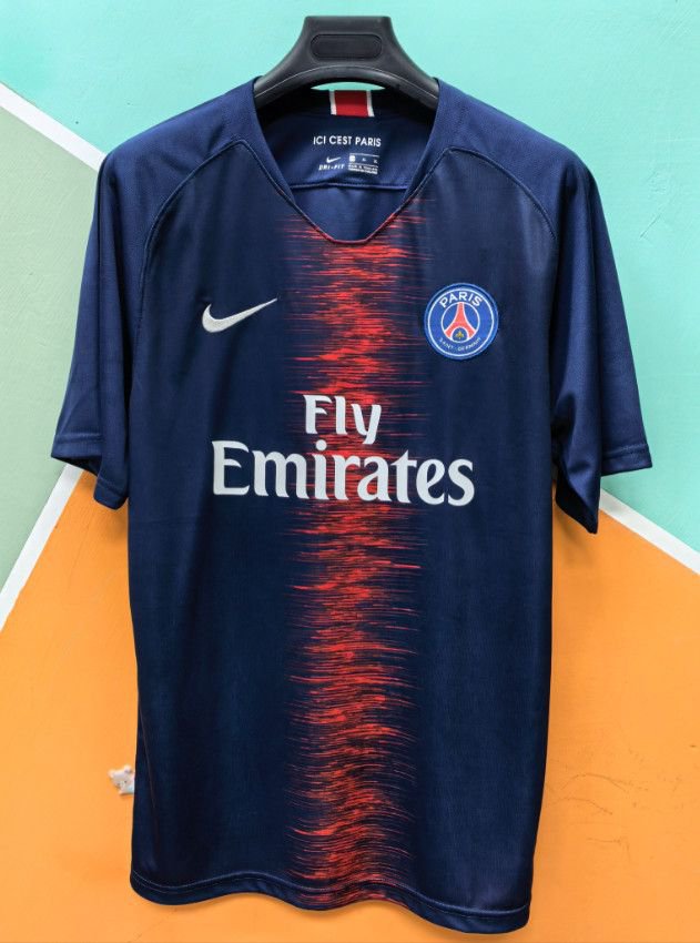 adult unisex Paris Saint-Germain Soccer Uniform Blank Jersey Retro 18/19 Home Activewear Navy Shirt