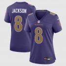 women's Baltimore Ravens Uniform 8 Lamar Jackson Jersey 2026 new Stitched Shirt Purple Alternate