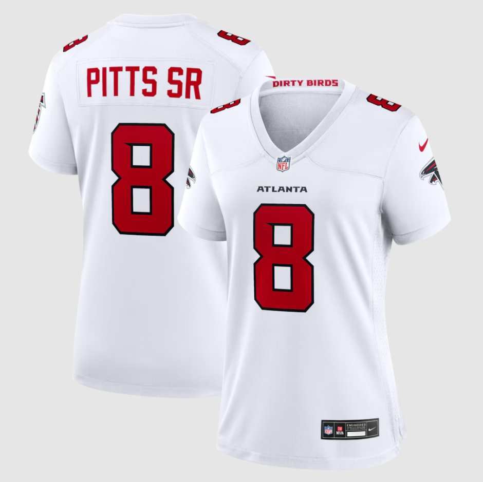 women's Atlanta Falcons Uniform 8 Kyle Pitts Sr. Jersey 2026 new Stitched Activewear White Shirt