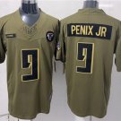 adult Falcons Uniform 9 Michael Penix Jr. Jersey Stitched Olive 2025 Salute To Service Activewear