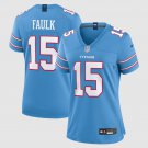 women's Tennessee Titans Uniform 15 Keldric Faulk Jersey 2026 Draft Stitched Activewear Blue Shirt