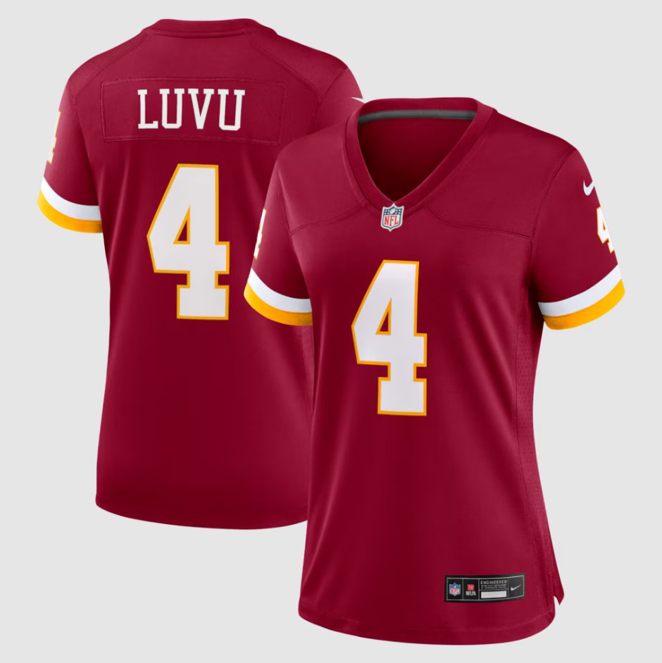 women's Washington Commanders Uniform 4 Frankie Luvu Jersey 2026 new Stitched Activewear Burgundy