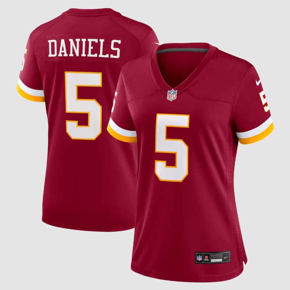 women's Washington Commanders Uniform 5 Jayden Daniels Jersey 2026 new Stitched Shirt Burgundy