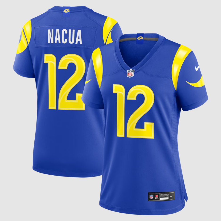 women's Los Angeles Rams Uniform 12 Puka Nacua Jersey 2026 new Stitched Activewear Royal Shirt