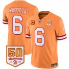adult & youth,toddler Buccaneers 6 Baker Mayfield Jersey Stitched Orange 50th Season & C Patch Shirt