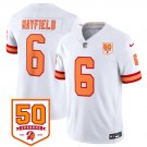 adult & youth,toddler Buccaneers Uniform 6 Baker Mayfield Jersey Stitched White 50th Season Patch
