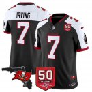 adult & youth Buccaneers Uniform 7 Bucky Irving Jersey Stitched Black-White 50th Season Patch Shirt