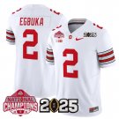 adult & youth Ohio State Buckeyes 2 Emeka Egbuka Jersey College White Champions & 2025 Patch