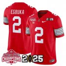 adult & youth Ohio State Buckeyes 2 Emeka Egbuka Jersey College Stitched Red Champions & 2025 Patch