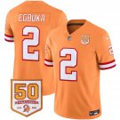 adult & youth Buccaneers Uniform 2 Emeka Egbuka Jersey Stitched Orange 50th Season Patch Activewear