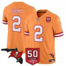 adult & youth Buccaneers Uniform 2 Emeka Egbuka Jersey Stitched Orange 50th Season Patch Activewear