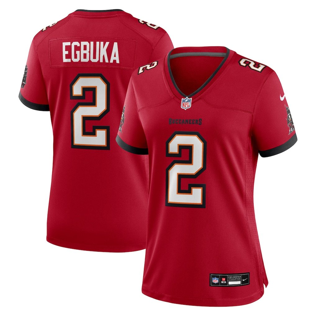 women's Tampa Bay Buccaneers Uniform 2 Emeka Egbuka Jersey Stitched Activewear Red Shirt
