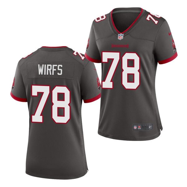 women's Tampa Bay Buccaneers Uniform 78 Tristan Wirfs Jersey Stitched Activewear Pewter Shirt