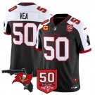 adult & youth Buccaneers Uniform 50 Vita Vea Jersey Stitched Black-White 50th Season & C Patch Shirt