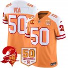adult & youth Buccaneers Uniform 50 Vita Vea Jersey Stitched Orange-White 50th Season & C Patch