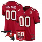 adult & youth Buccaneers Uniform 00 Custom name number Jersey Stitched Red 50th Season Patch Shirt