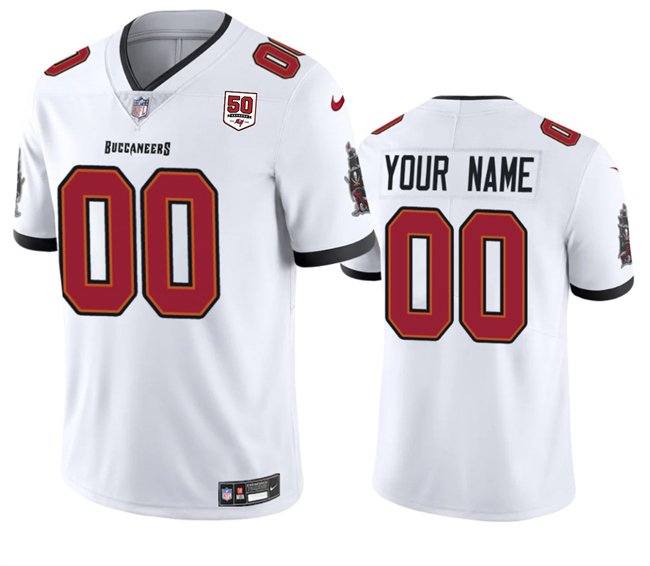 adult & youth Buccaneers Uniform 00 Custom name number Jersey Stitched White 50th Season Patch