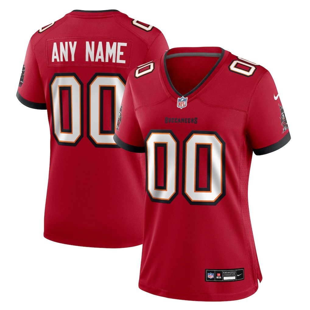 women's Tampa Bay Buccaneers Uniform 00 Custom name number Jersey Stitched Activewear Red Shirt