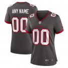 women's Tampa Bay Buccaneers Uniform 00 Custom name number Jersey Stitched Activewear Pewter Shirt