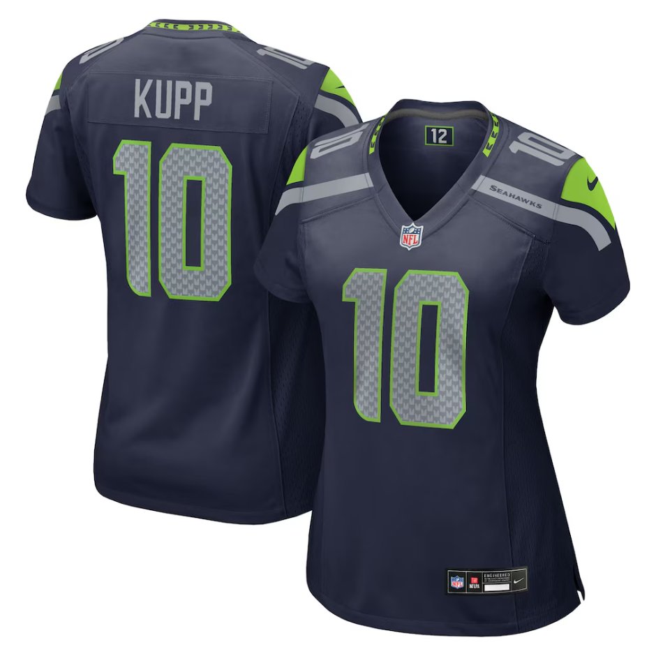 women's Seattle Seahawks Football Uniform 10 Cooper Kupp Jersey Stitched Activewear Navy Shirt