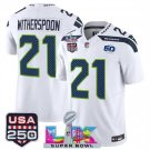 adult & youth Seahawks 21 Devon Witherspoon Jersey Stitched White Super Bowl LX & 50th & USA 250