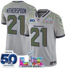 adult & youth Seahawks 21 Devon Witherspoon Jersey Stitched Gray Super Bowl LX & 50th Season Patch