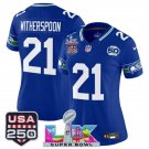 women's Seahawks 21 Devon Witherspoon Jersey Stitched Royal Super Bowl LX & 50th & USA 250 Patch