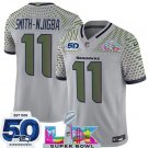 adult & youth Seahawks 11 Jaxon Smith-Njigba Jersey Stitched Gray Super Bowl LX & 50th Season Patch