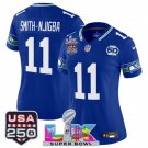 women's Seahawks 11 Jaxon Smith-Njigba Jersey Stitched Royal Super Bowl LX & 50th & USA 250 Patch