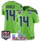 adult & youth Seahawks Uniform 14 Sam Darnold Jersey Stitched Green Super Bowl LX & 50th & USA 250