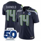 adult & youth Seahawks Uniform 14 Sam Darnold Jersey Stitched Navy 50th Season Patch Shirt