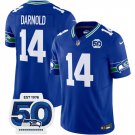 adult & youth Seahawks Uniform 14 Sam Darnold Jersey Stitched Royal 50th Season Patch Shirt