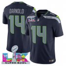 adult & youth,toddler Seahawks Uniform 14 Sam Darnold Jersey Stitched Navy Super Bowl LX Patch Shirt