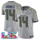 adult & youth,toddler Seahawks Uniform 14 Sam Darnold Jersey Stitched Gray Super Bowl LX Patch Shirt