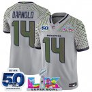 adult & youth Seahawks 14 Sam Darnold Jersey Stitched Gray Super Bowl LX & 50th Season Patch Shirt