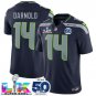 adult & youth Seahawks 14 Sam Darnold Jersey Stitched Navy Super Bowl LX & 50th Season Patch Shirt