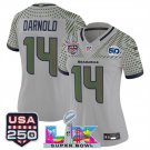 women's Seahawks Uniform 14 Sam Darnold Jersey Stitched Gray Super Bowl LX & 50th & USA 250 Patch