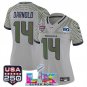 women's Seahawks Uniform 14 Sam Darnold Jersey Stitched Gray Super Bowl LX & 50th & USA 250 Patch