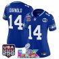 women's Seahawks Uniform 14 Sam Darnold Jersey Stitched Royal Super Bowl LX & 50th & USA 250 Patch