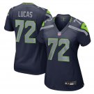 women's Seattle Seahawks Football Uniform 72 Abraham Lucas Jersey Stitched Activewear Navy Shirt