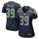 women's Seattle Seahawks Football Uniform 39 Ty Okada Jersey Stitched Activewear Navy Shirt