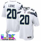 adult & youth,toddler Seahawks Uniform 20 Julian Love Jersey Stitched White Super Bowl LX Patch