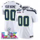 adult & youth,toddler Seahawks 00 Custom name number Jersey Stitched White Super Bowl LX Patch Shirt