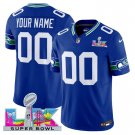 adult & youth,toddler Seahawks 00 Custom name number Jersey Stitched Royal Super Bowl LX Patch Shirt