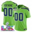 adult & youth,toddler Seahawks 00 Custom name number Jersey Stitched Green Super Bowl LX Patch Shirt