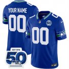 adult & youth,toddler Seattle Seahawks 00 Custom name number Jersey Stitched Royal 50th Season Patch