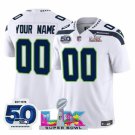 adult & youth Seahawks 00 Custom name number Jersey Stitched White Super Bowl LX & 50th Season Patch