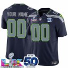 adult & youth Seahawks 00 Custom name number Jersey Stitched Navy Super Bowl LX & 50th Season Patch