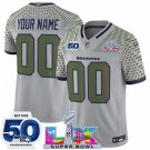 adult & youth Seahawks 00 Custom name number Jersey Stitched Gray Super Bowl LX & 50th Season Patch